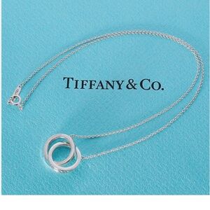 Authentic Tiffany & Co Silver 1837 Interlocking Rings Circles 16” Necklace